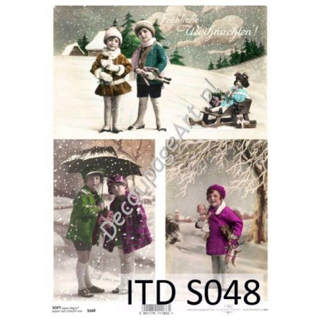 Papier do decoupage ITD SOFT 048 - Zimowe dzieci