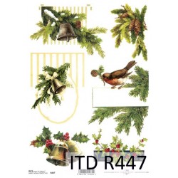 Papier ryżowy ITD Collection 0447 - Ptaszki i dzwonki