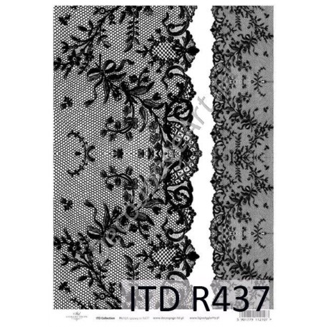 Papier ryżowy ITD Collection 437 - Koronka czarna