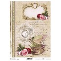 Papier ryżowy ITD Collection 0495 - Filiżanki i róże
