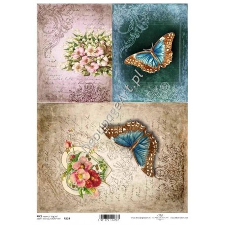 Papier ryżowy ITD Collection 524 - Niebieskie motyle