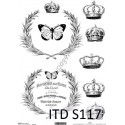 Papier do decoupage ITD SOFT 117 - Korony i motyle