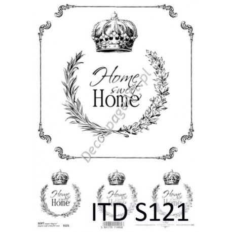 Papier do decoupage ITD SOFT 121 - Home Sweet Home