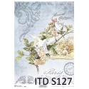 Papier do decoupage ITD SOFT 127 - Gołąb i kwiaty