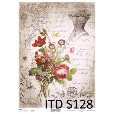 Papier do decoupage ITD SOFT 128 - Gorset i kwiaty