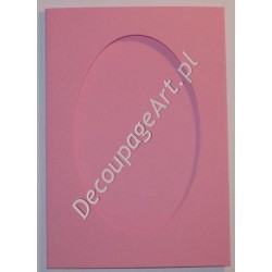 Kartka passe-partout z fakturą oval różowa