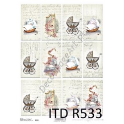 Papier ryżowy ITD Collection 0533 - Dziecięce wózki
