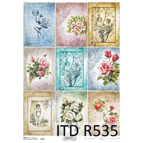 Papier ryżowy ITD Collection 535 - Róże i dzieci