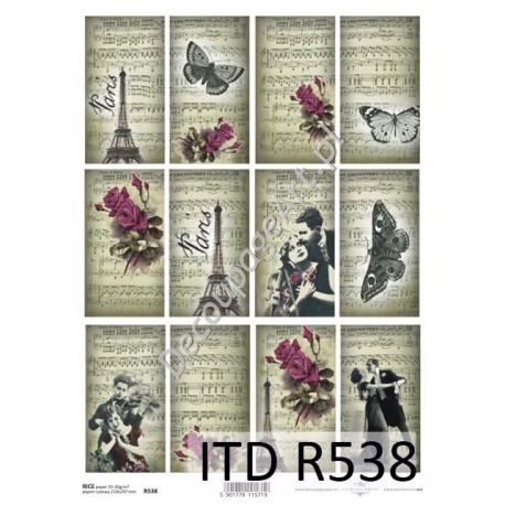 Papier ryżowy ITD Collection 538 - Paryż i motyle