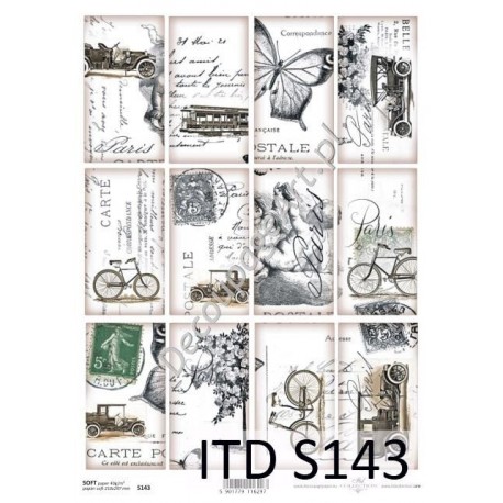 Papier do decoupage ITD SOFT 143 - Motyle i znaczki