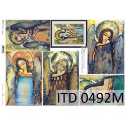 Papier do decoupage ITD 492 - Malowane anioły