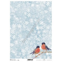 Papier ryżowy ITD Collection 0591 - Zimowe ptaszki