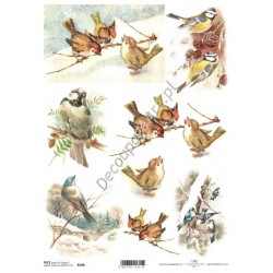 Papier ryżowy ITD Collection 0598 - Zimowe ptaszki