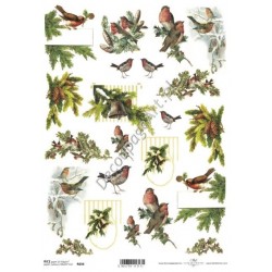 Papier ryżowy ITD Collection 604 - Zimowe ptaszki