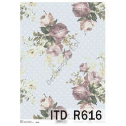 Papier ryżowy ITD Collection 0616 - Róże na błękicie