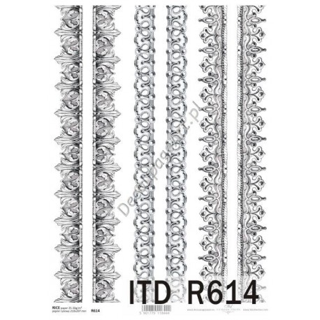 Papier ryżowy ITD Collection 614 - Ornamewty b-w
