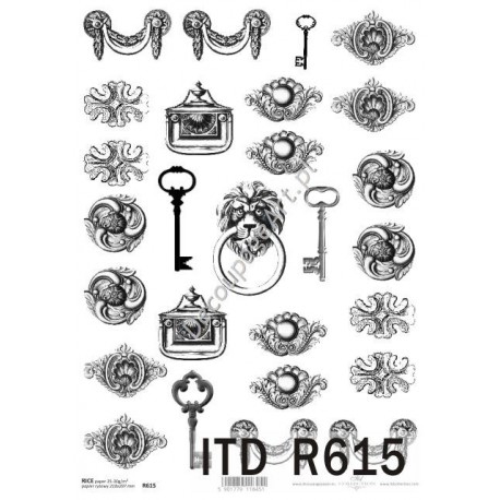 Papier ryżowy ITD Collection 615 - Klucze i ornamenty