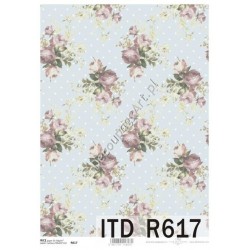 Papier ryżowy ITD Collection 0617 - Róże na błękicie