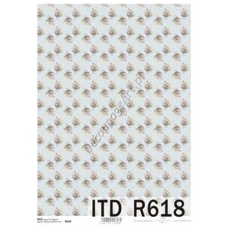 Papier ryżowy ITD Collection 618 - Róże na błękicie