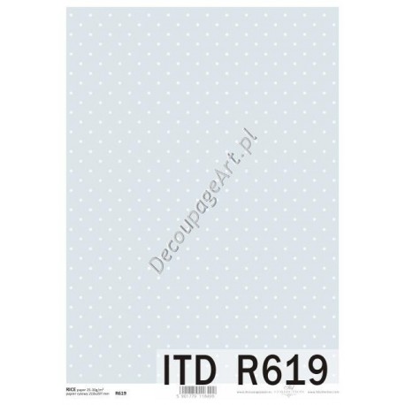 Papier ryżowy ITD Collection 619 - Białe kropki na błękicie