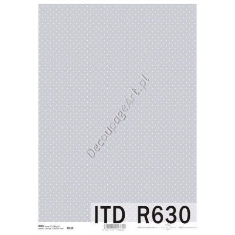 Papier ryżowy ITD Collection 630 - Białe kropki na szarym