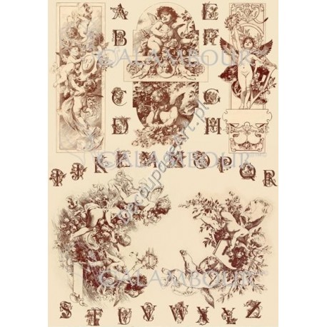 Papier ryżowy do decoupage Digital Collection 255 anioły i alfabet