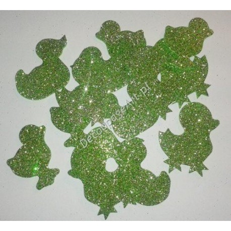 Pisklaki z mikrogumy brokatowej - jasno-zielone