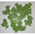 Pisklaki z mikrogumy brokatowej - jasno-zielone
