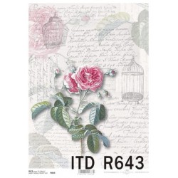 Papier ryżowy ITD Collection 0643 Róża i pismo