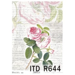 Papier ryżowy ITD Collection 0644 Róża i pismo