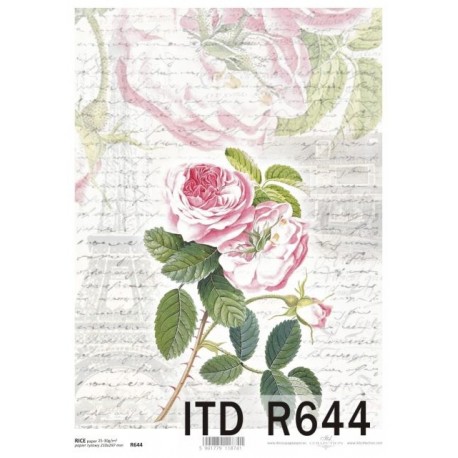 Papier ryżowy ITD Collection 644 Róża i pismo