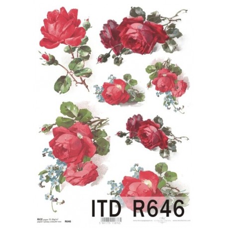 Papier ryżowy ITD Collection 646 Czerwone róże