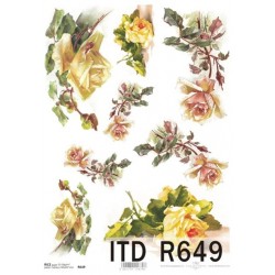 Papier ryżowy ITD Collection 0649 Żółte róże