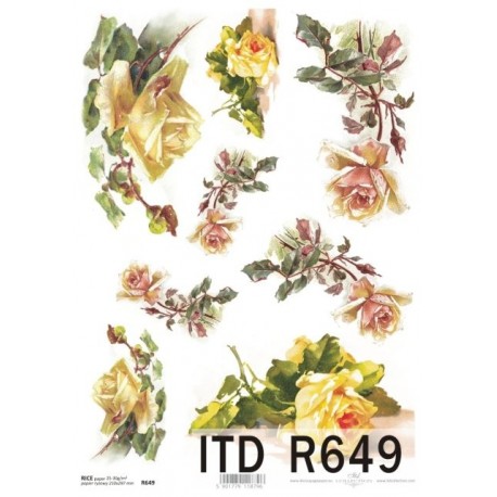Papier ryżowy ITD Collection 649 Żółte róże