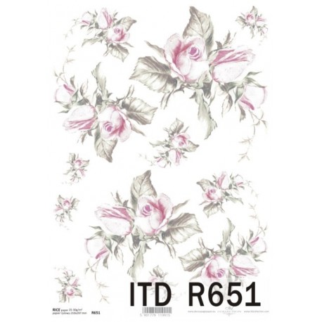 Papier ryżowy ITD Collection 651 Delikatne róże