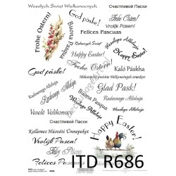 Papier ryżowy ITD Collection 686 - Wielkanoc napisy