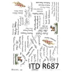 Papier ryżowy ITD Collection 687 - Wielkanoc napisy