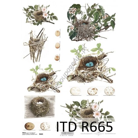 Papier ryżowy ITD Collection 665 - Ptasie gniazda