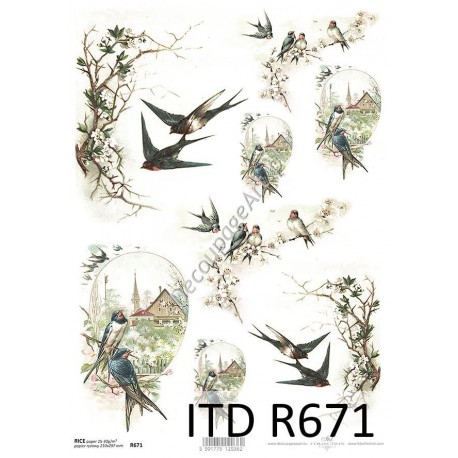 Papier ryżowy ITD Collection 671 - Ptaszki