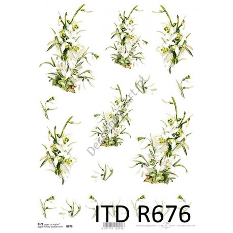 Papier ryżowy ITD Collection 676 - Białe kwiaty