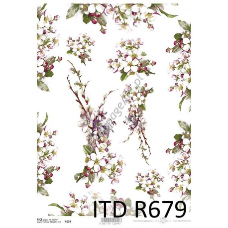 Papier ryżowy ITD Collection 679 - Kwiaty jabłoni