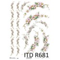 Papier ryżowy ITD Collection 0681 - Białe kwiaty