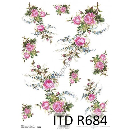 Papier ryżowy ITD Collection 684 - Różowe róże