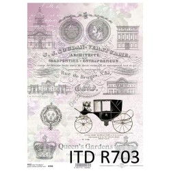 Papier ryżowy ITD Collection 0703 - Budynki i napisy