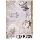 Papier ryżowy ITD Collection 709 - Ptaszki i pismo