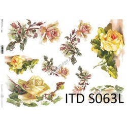Papier do decoupage ITD SOFT A3 063 - Żółte róże