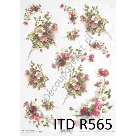 Papier ryżowy ITD Collection 565 - Bukiety z różami