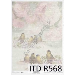 Papier ryżowy ITD Collection 0568 - Ptaszki i pismo