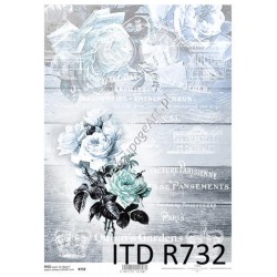 Papier ryżowy ITD Collection 0732 - Błękitne róże