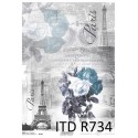 Papier ryżowy ITD Collection 0734 - Błękitne róże, Paryż